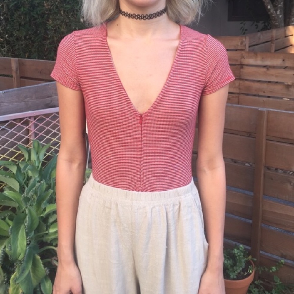 Urban Outfitters Red Striped Bodysuit